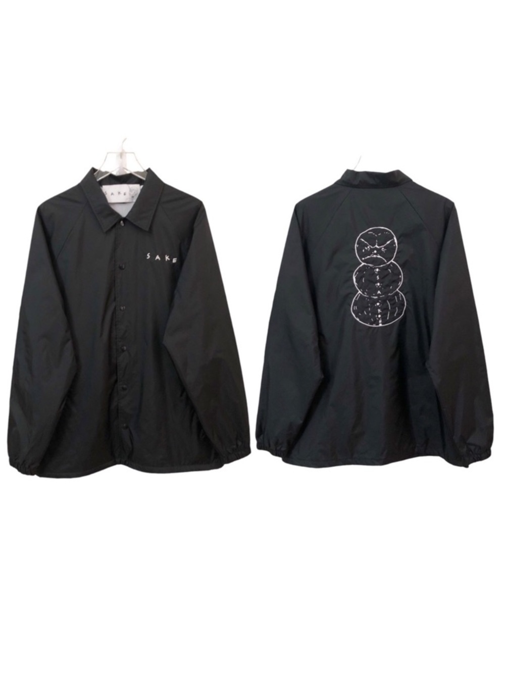 Sake | Angry Snowman Embroidered Black Nylon Streetwear Windbreaker XL